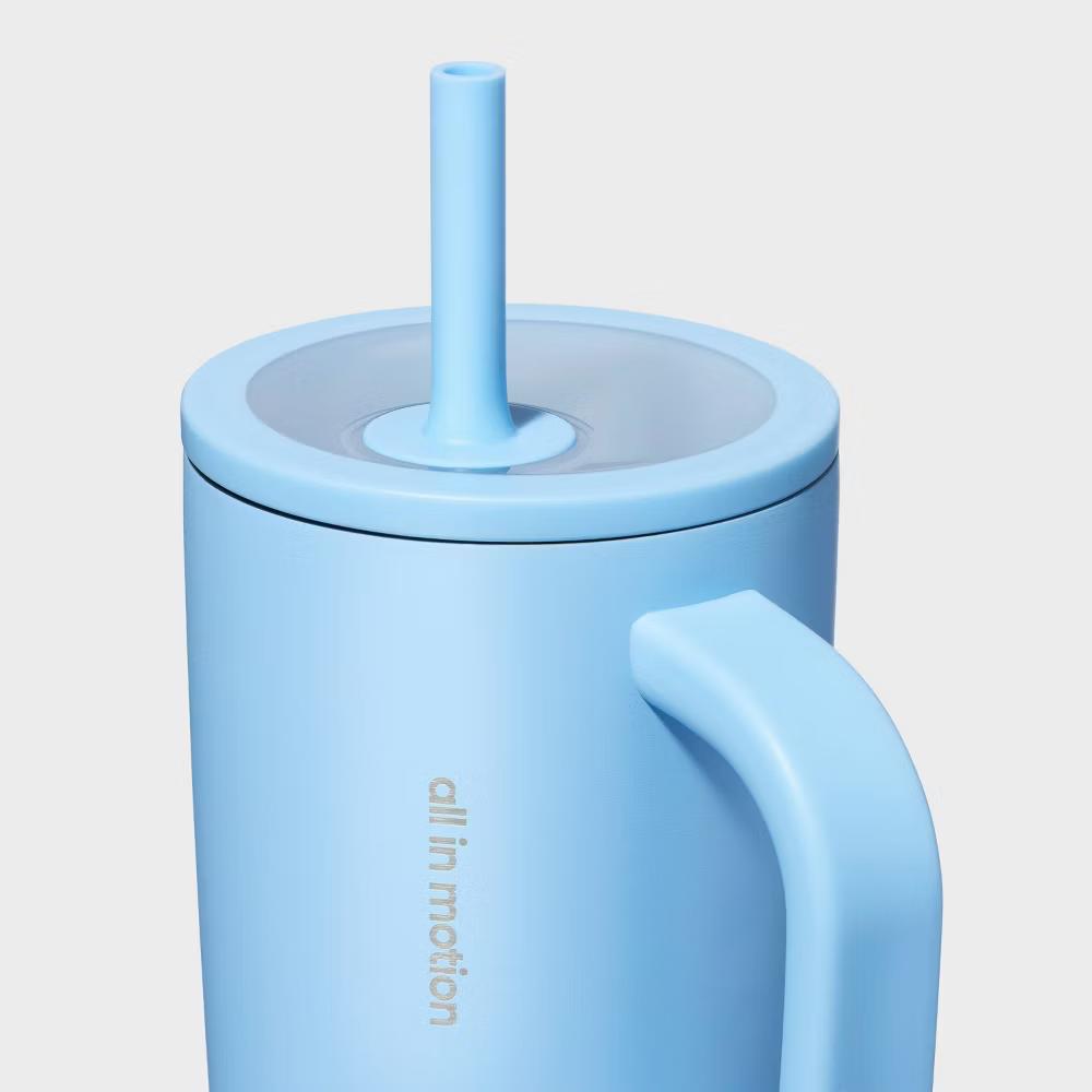 StrawBlue40 fl oz Stainless Steel Tumbler with Straw - Image 7