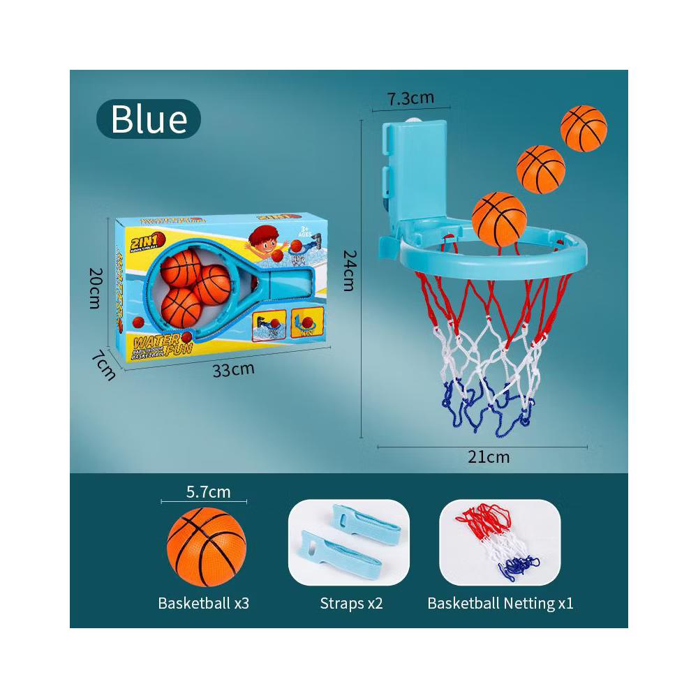 Basketball Hoop Playset with Suction Cups & Tying Straps, 2 in 1 Mini Basketball Hoop for Bathtub & Door with 3 Soft Balls for Toddlers 1-3 - Image 5
