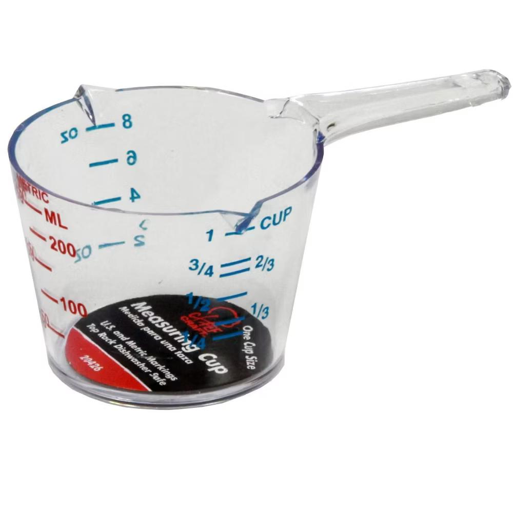1 Cup Capacity Clear Plastic Measuring Cup, includes US and Metric Graduations - Image 2