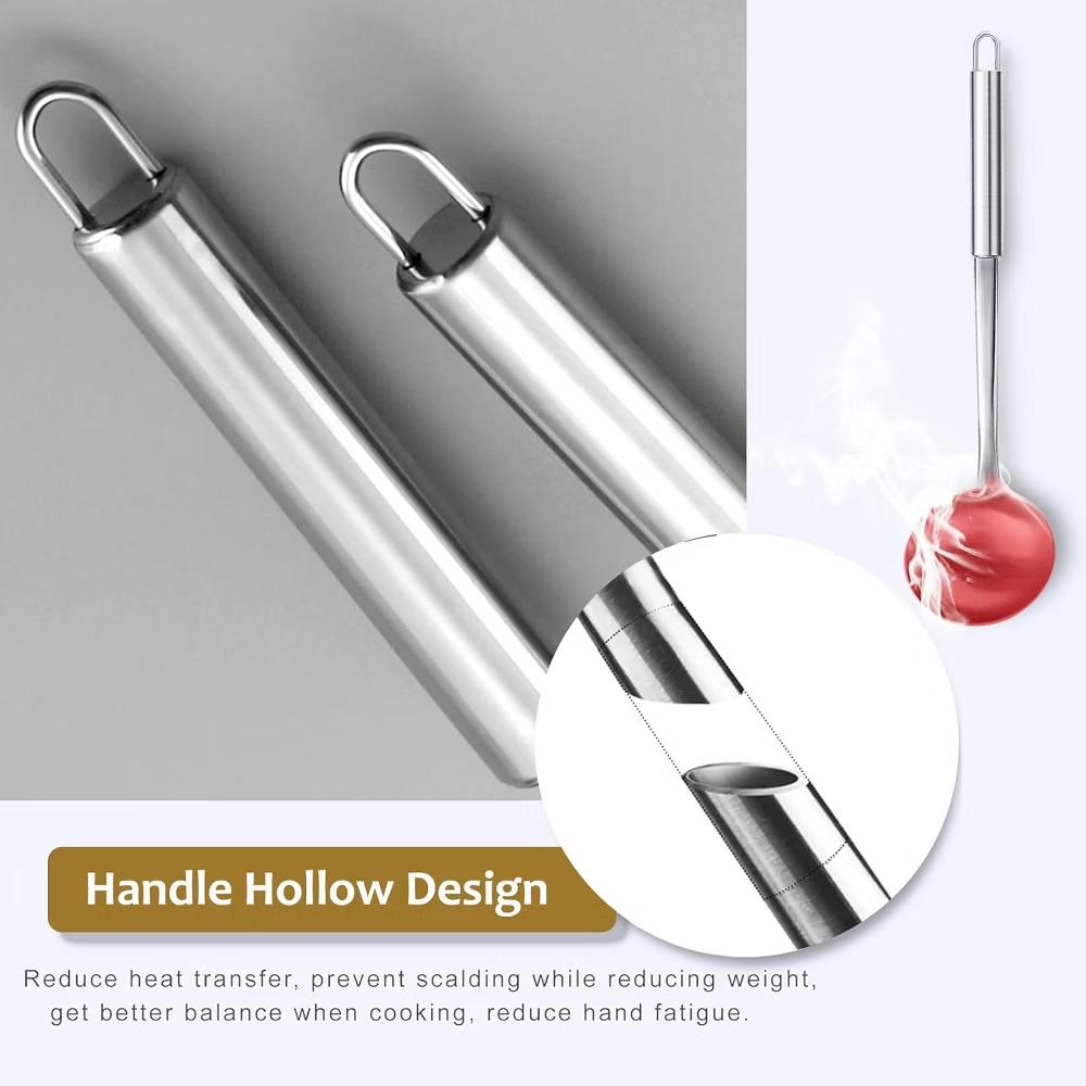 Home Collection Pack of 6 Stainless Steel Kitchen Utensils Set with Hanging Handles