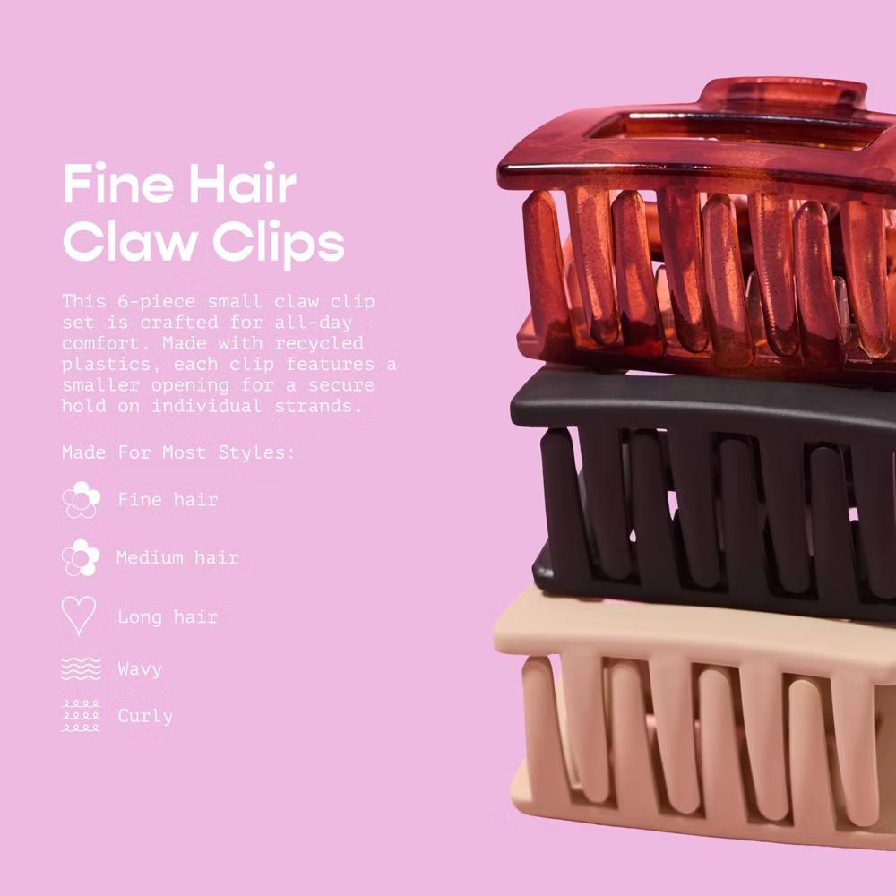 Locked In Small Claw Clips for Fine Hair - 6ct - Image 6