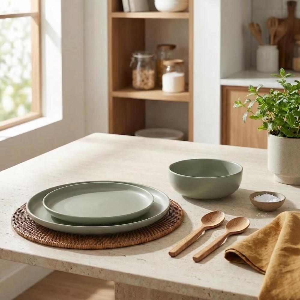 12-Piece Stoneware Dinnerware Set with Mugs, Microwave & Dishwasher Safe, Non-Toxic Dish Set, Plate Set, Stackable Matte Glaze Kitchenware for 3 - Image 27