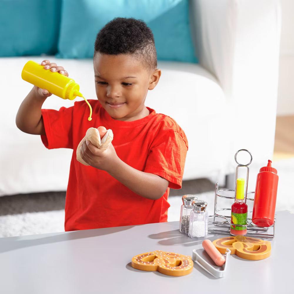 Condiments Set (6pc) - Play Food, Stainless Steel Caddy: Pretend Kitchen Toys, Fine Motor Skills - Image 4