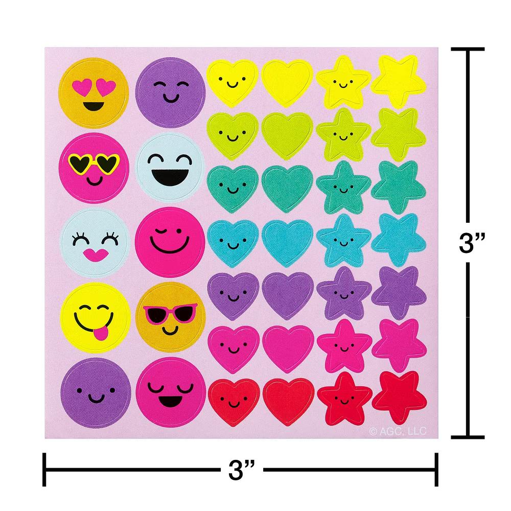 Mini Sticker Pad for Girls/Cute Smiley Faces/Unicorns/and Summer Icons 360ct - 9 Sheets - Image 2
