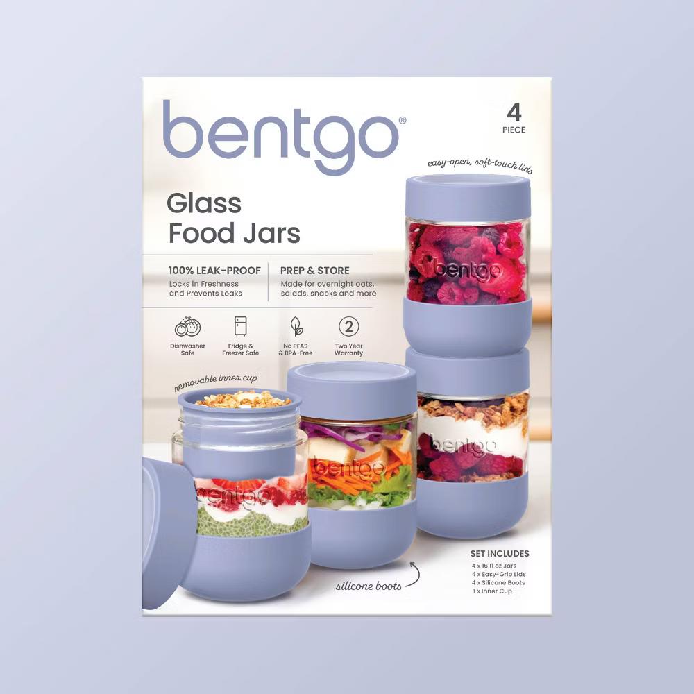 4pk 16 fl oz Leak-Proof Glass Food Jars Boots and Inner Cup