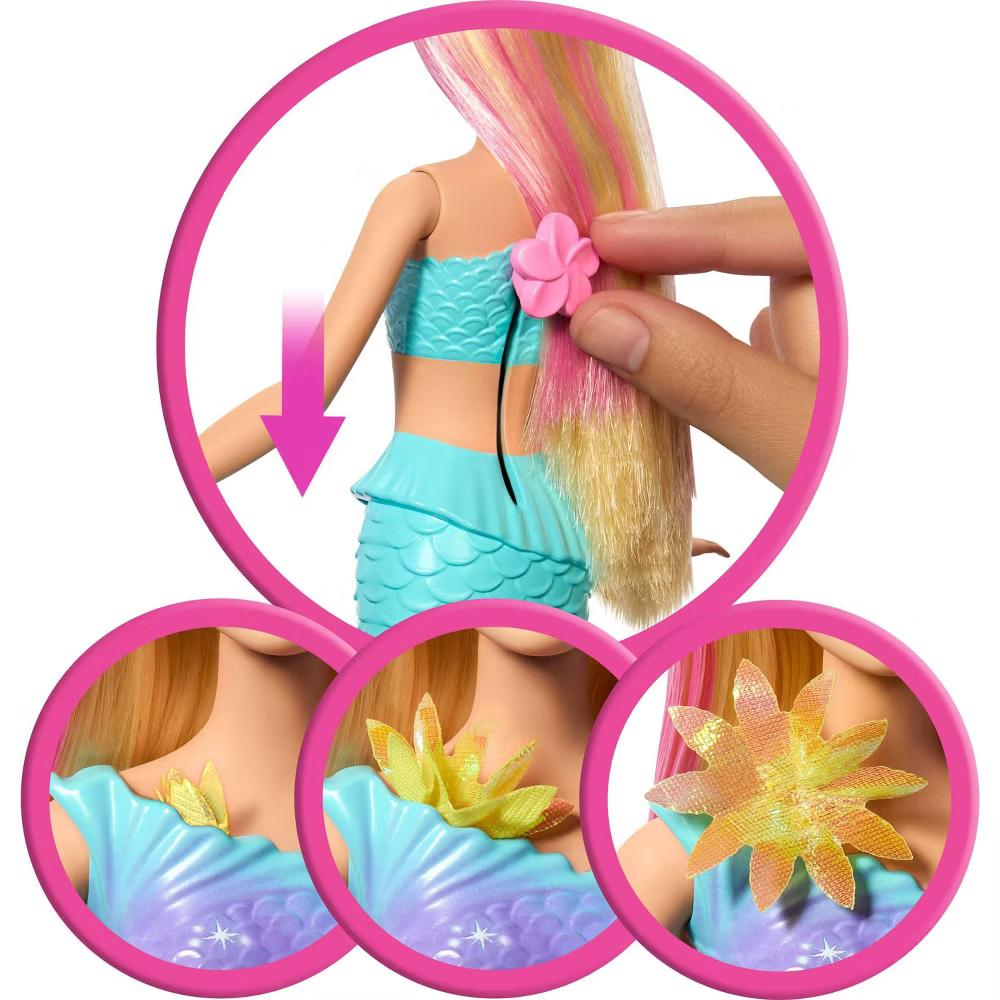 Flower Magic Mermaid Toy Doll with Surprise Blooming Flowers Feature, Long Blonde Hair with Pink Highlights - Image 2