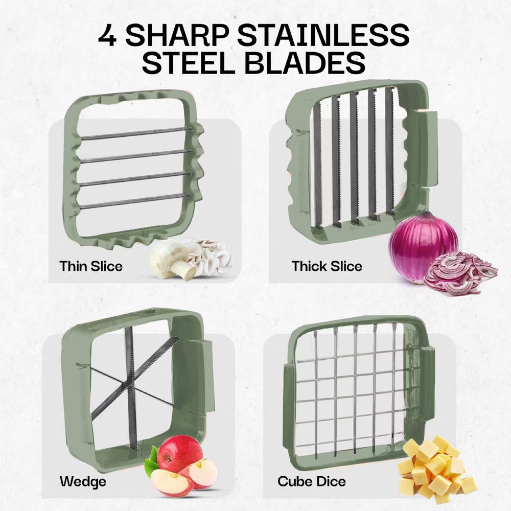 NutriChopper Handheld Vegetable and Fruit Chopper with 4 Stainless Steel Blades & Catch Container - Image 43