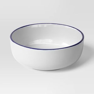 23.8oz Stoneware Cereal Bowl Blue Rim