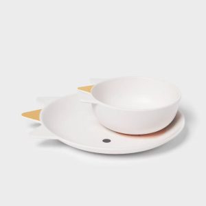 Kids' 2pc Bamboo and Melamine Unicorn Dinnerware Set White - Kids Plates & Bowls, Animal Theme