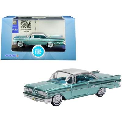 1959 Pontiac Bonneville Coupe Seaspray Green with Silver Top 1/87 (HO) Scale Diecast Model Car