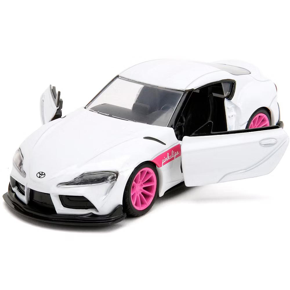 2020 Toyota Supra White Metallic with Pink Wheels "Pink Slips" Series 1/32 Diecast Model Car - Image 2