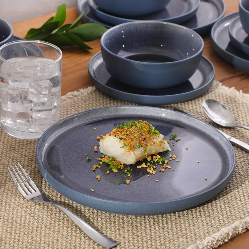 Tahoe Sunset 12 Piece Stoneware Reactive Glaze (Service for 4) Ceramic Plates and Bowls Dinnerware Set - Image 15