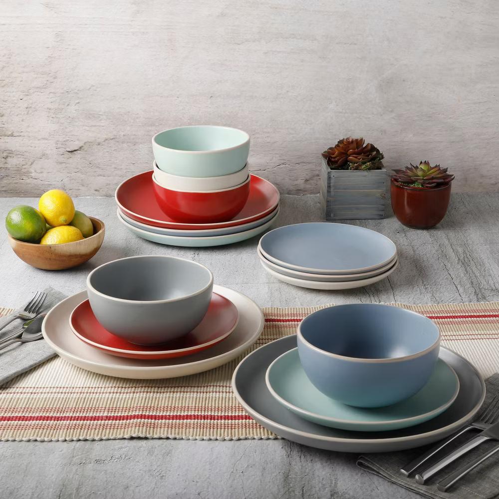Rockaway 12 piece Dinnerware Set, Plates and Bowls Service for 4 - Image 2