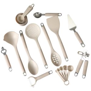 20-Piece Kitchen Gadget & Tool Set – Nylon Utensils, Measuring Cups & Spoons, Can Opener, Ice Cream Scoop & More