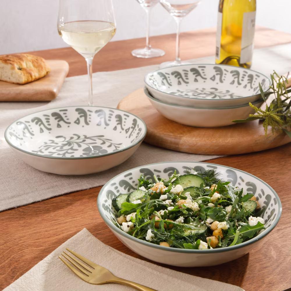 Bloomhouse - 2-Time Oprah’s Favorite Things - 4 Piece Dinner Bowl Set, 8” Stoneware Pasta Bowls, Floral Design, Dishwasher Safe - Image 6