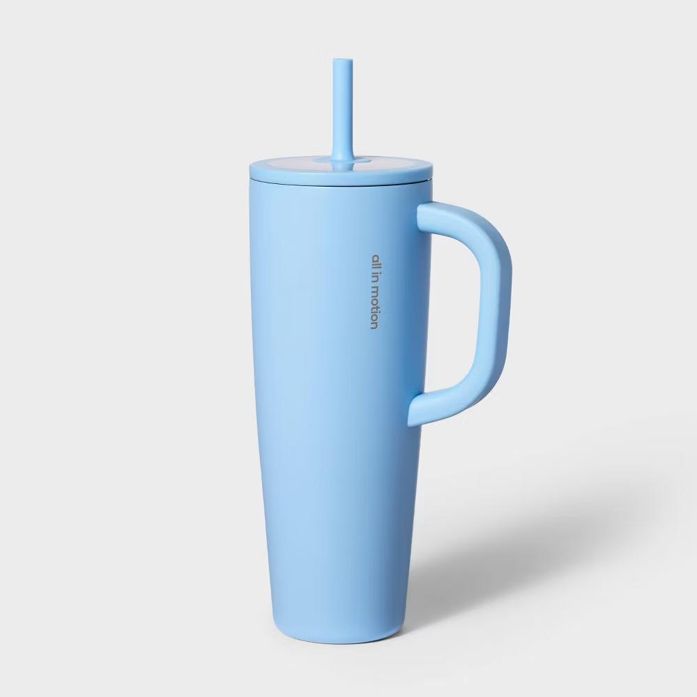StrawBlue40 fl oz Stainless Steel Tumbler with Straw - Image 5