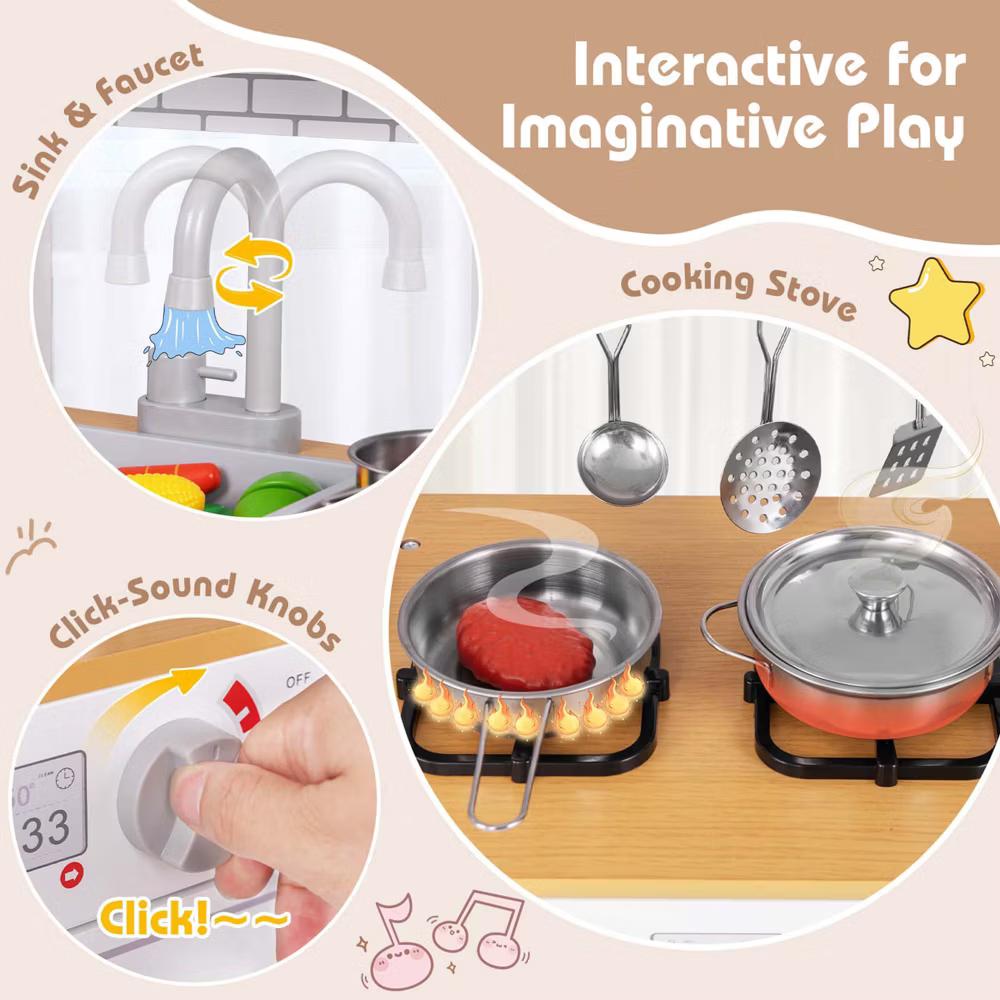 Kids Kitchen Play Set with Stove Removable Sink Oven Microwave Dish Washer - Image 6