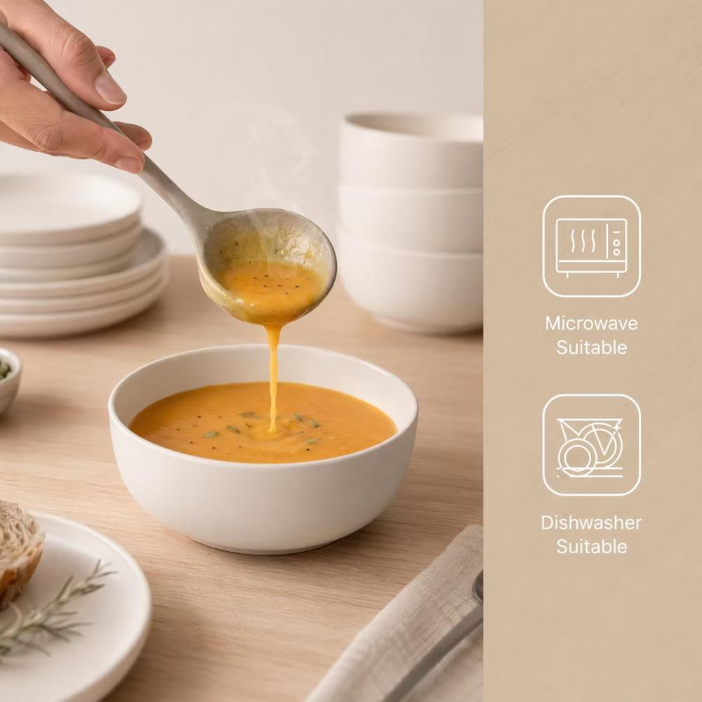 GreenElevate Stoneware Elegance 12-Piece Dinnerware Set for 4, Plates&Bowls, Microwave & Dishwasher Safe, Non-Toxic Matte Glaze, Stackable Kitchenware - Image 13