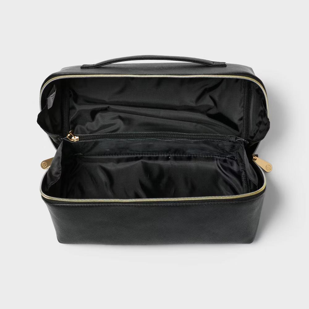Large Diagonal-Zip Makeup Bag - Black - Image 2
