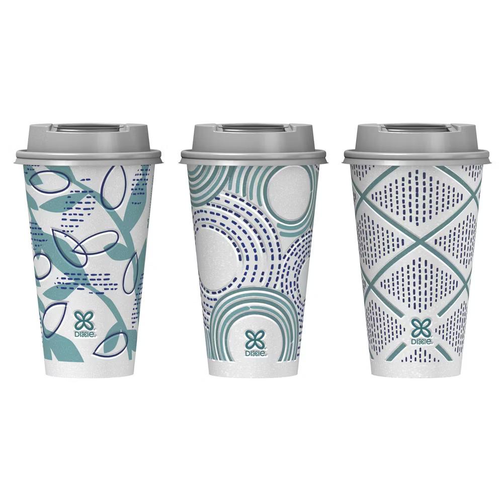 To Go Disposable Hot Cups & Lids - 18ct/16oz: Insulated paper, assorted pattern - Image 8
