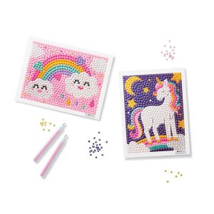 2pk 6''X6'' Gem Art Poster Unicorn/Rainbow - DIY Gemstone Craft Kit for Kids, Ages 6+