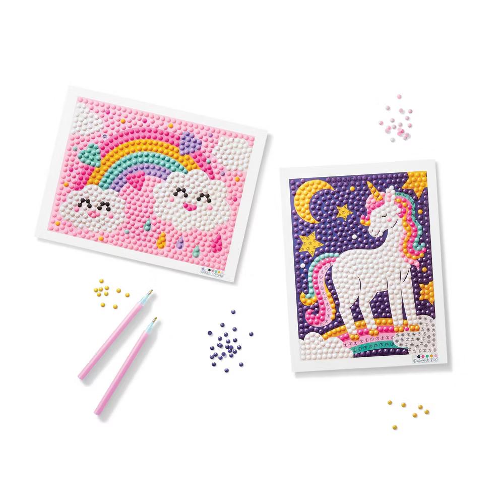 2pk 6''X6'' Gem Art Poster Unicorn/Rainbow - DIY Gemstone Craft Kit for Kids, Ages 6+
