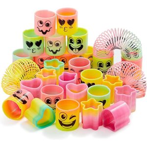 30 Pcs Party Favors for Kids Mini Spring Toys Plastic Coil Rainbow Slinky Toy Party Supplies for Birthday Goodie Bag Stuffers Pinata Fillers