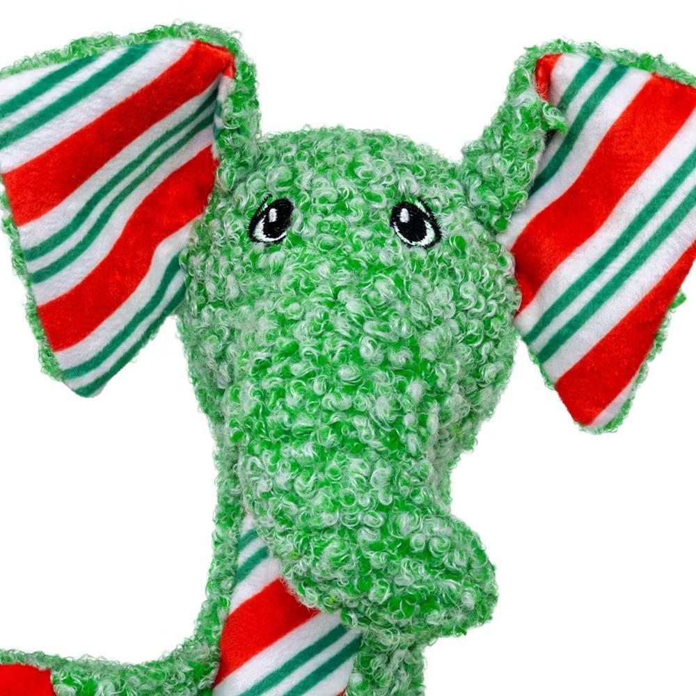 KONG Holiday Shakers Luvs Elephant Animal Dog Toy - Green
