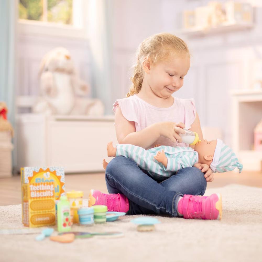 Mine to Love Mealtime Play Set for Dolls with Bottle, Pretend Baby Food Jars, Snack Pouch - 24pc - Image 7