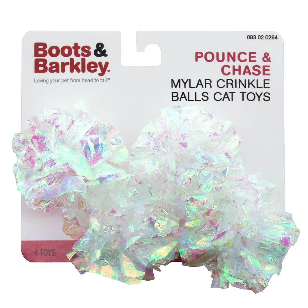 Pounce & Chase Mylar Crinkle Balls Cat Toys - 4pk - Image 2