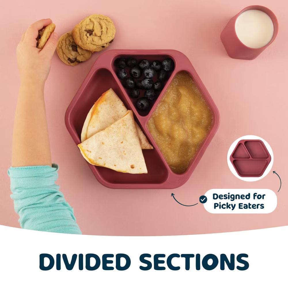 Silicone Suction Divided Plate Baby/Toddler Dish for Independent Eating