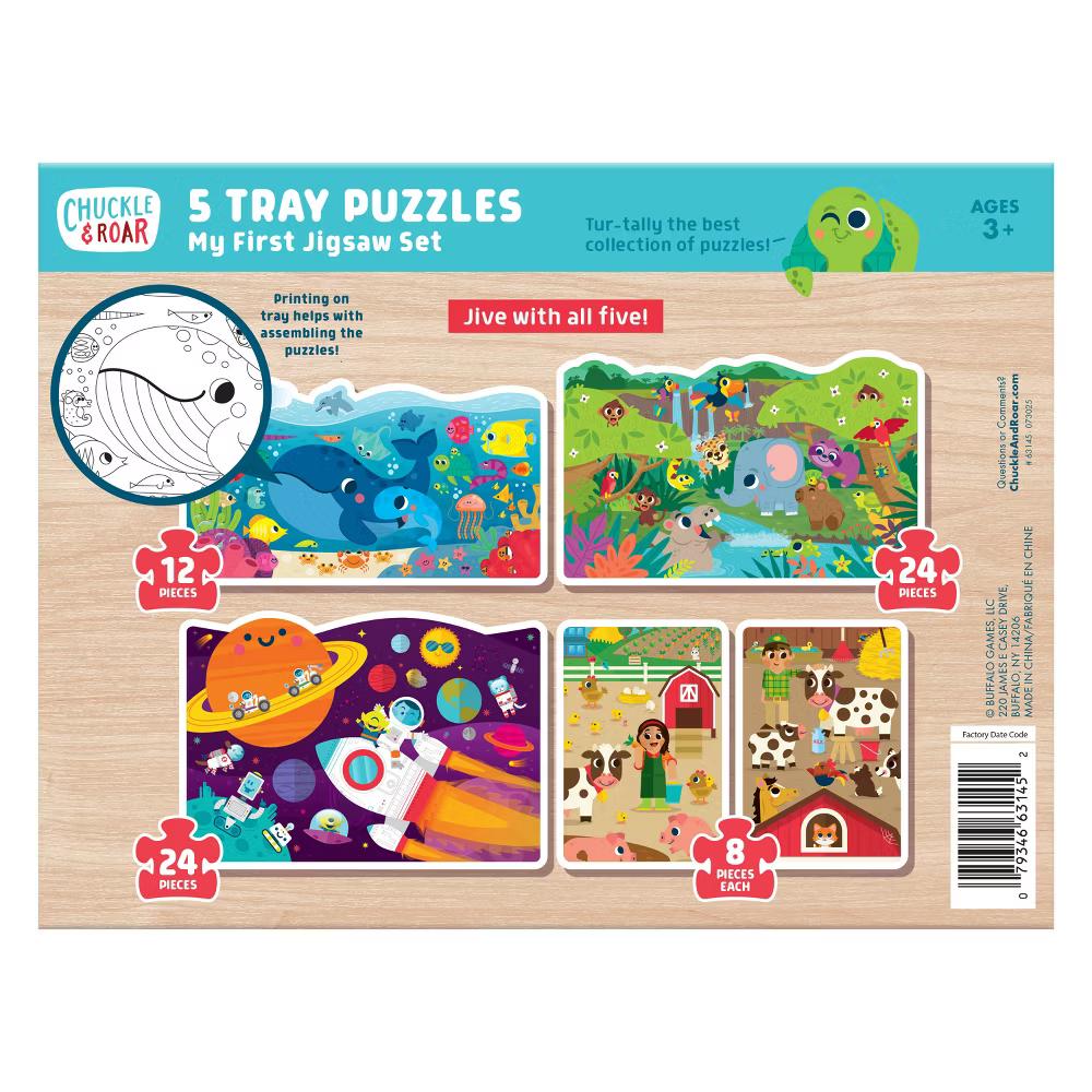 Tray Puzzle 5-Pack - Kids Puzzle Set Ages 3+ - Image 3