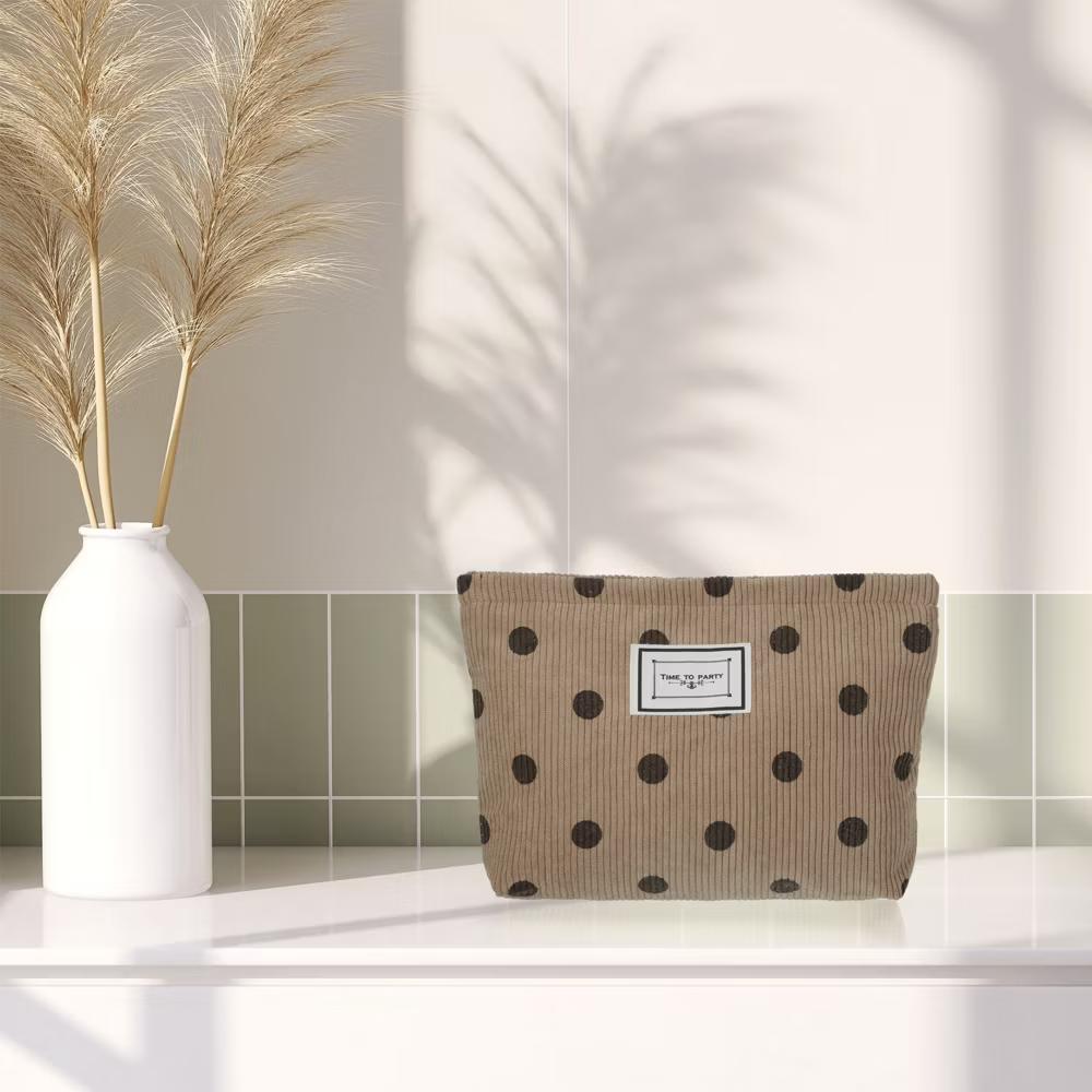 Portable Corduroy Polka Dot Makeup Bags and Organizers 1 Pc - Image 6