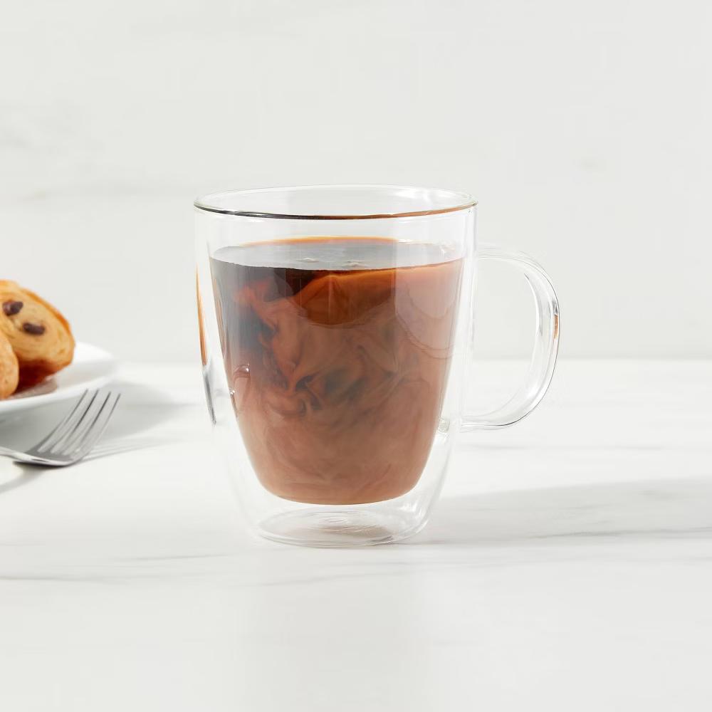 12oz Glass Mug - Clear Borosilicate Glass, Traditional Style, Autumn Decor, Single Piece Drinkware