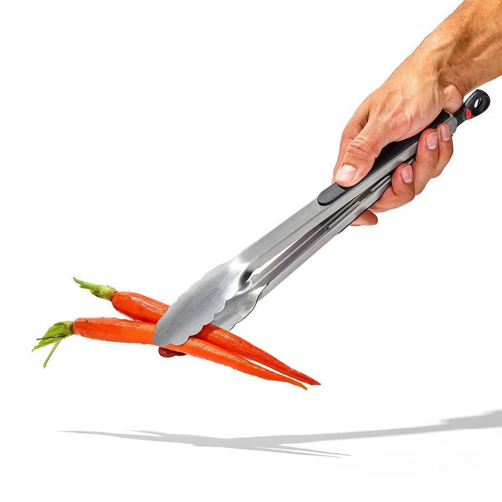 12" Tongs: Stainless Steel Kitchen Tongs with Locking Mechanism, Dishwasher-Safe, Light Silver - Image 4