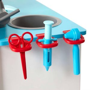 Wooden Get Well Doctor Activity Center - Waiting Room, Exam Room, Check-In Area: Pretend Play Medical Accessories Set