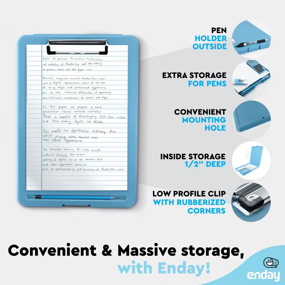 Clipboard with Storage, Letter Size Storage Clipboard with Compartments Case for Nurse Teachers Plastic Translucent Holds 100 Sheets - Image 9