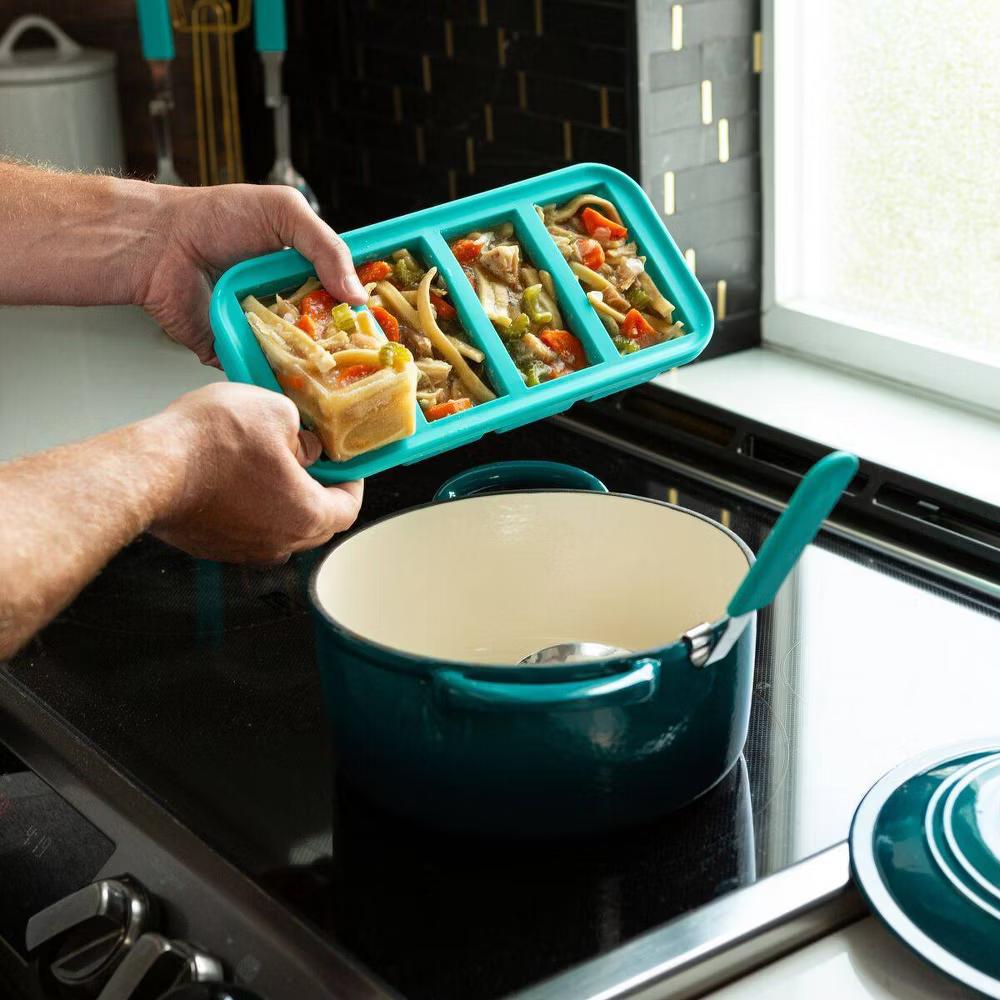 Souper Cubes Food Freezing Tray with Lid Aqua Blue: Silicone Freezer Tray, Stackable, Dishwasher & Oven Safe - Image 3