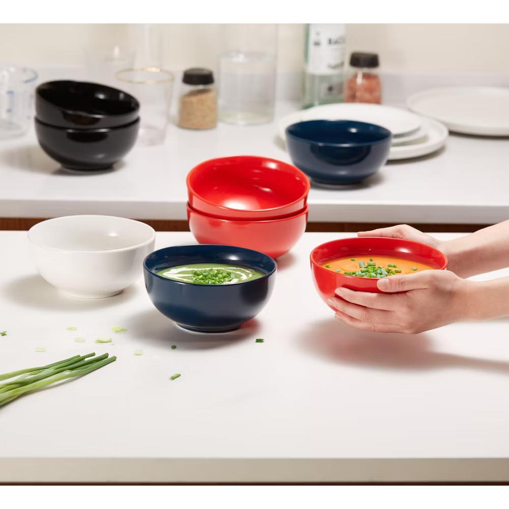 Kook Ceramic Cereal Bowls, 20 oz, Set of 4, White - Image 4