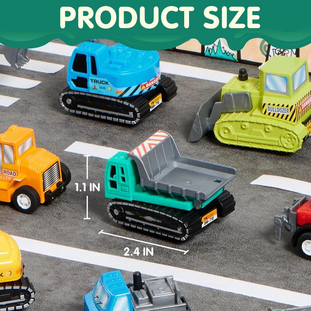 18 Pcs Toy Cars for kids, Friction Pull Back Play Car Vehicle Party Favors, Mini Excavator Toy Trucks for Boys 2 3 4 5 6 Years Old - Image 6