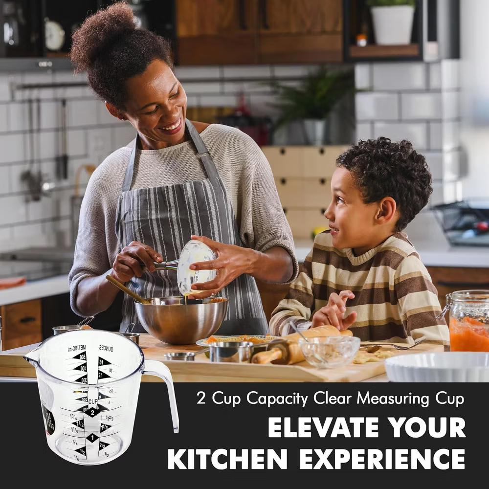 2 Cup Capacity Clear Plastic Measuring Cup with Pour Spout & Handle - Image 3