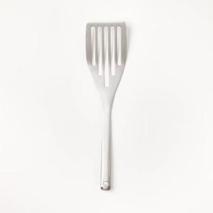 Stainless Steel Slotted Fish Turner Silver - Metal Spatula for Cooking, Dishwasher-Safe Utensil