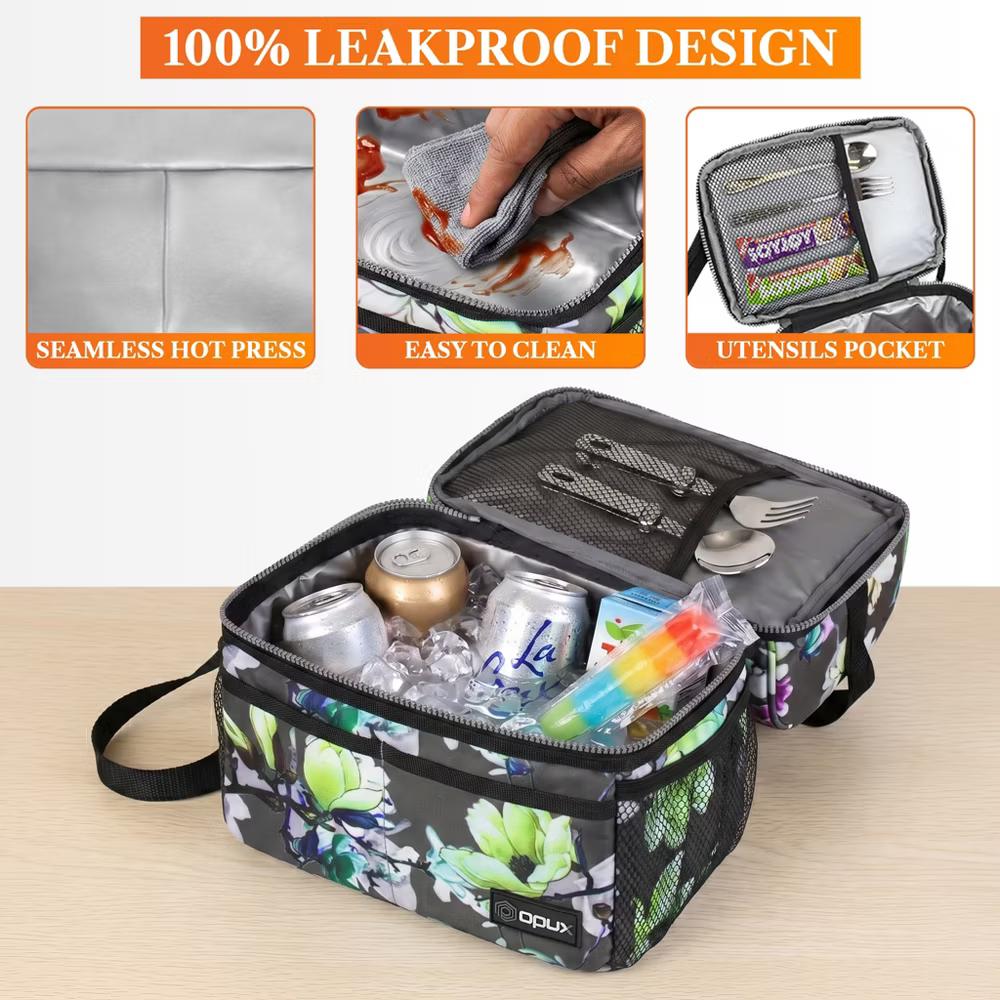 Double Decker Lunch Box Men Women, Insulated Leakproof Cooler Bag Adult Work, Dual Compartment Pail Tote Boys Girls Kids - Image 25