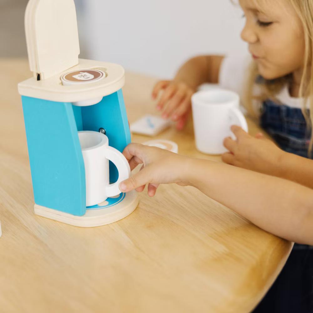 11-Piece Brew and Serve Wooden Coffee Maker Set - Play Kitchen Accessories - Image 4