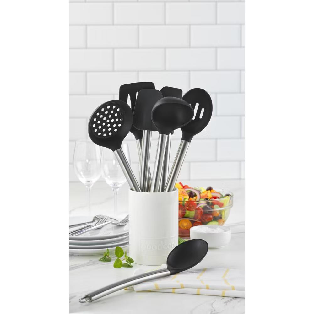 Ready 8pc Silicone Tool and Crock Set: Ladle, Spatula, Slotted Turner, Utensil Holder, Dishwasher-Safe - Image 2