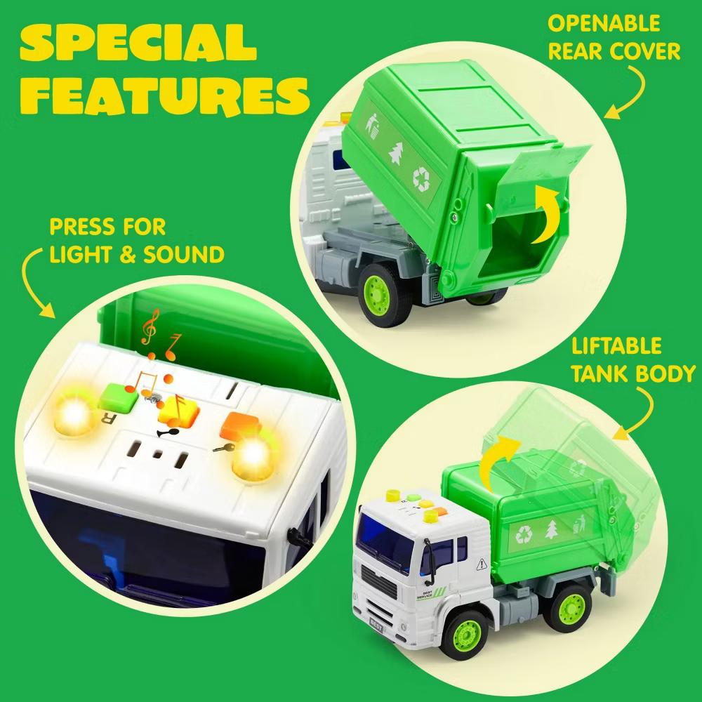 4 Pcs 7" Vehicle Toy Set, Car Toys Including Police Car, School Bus, Garbage Truck, Ambulance, Birthday Gifts Toys for Boys 3 4 5 6 Years - Image 7