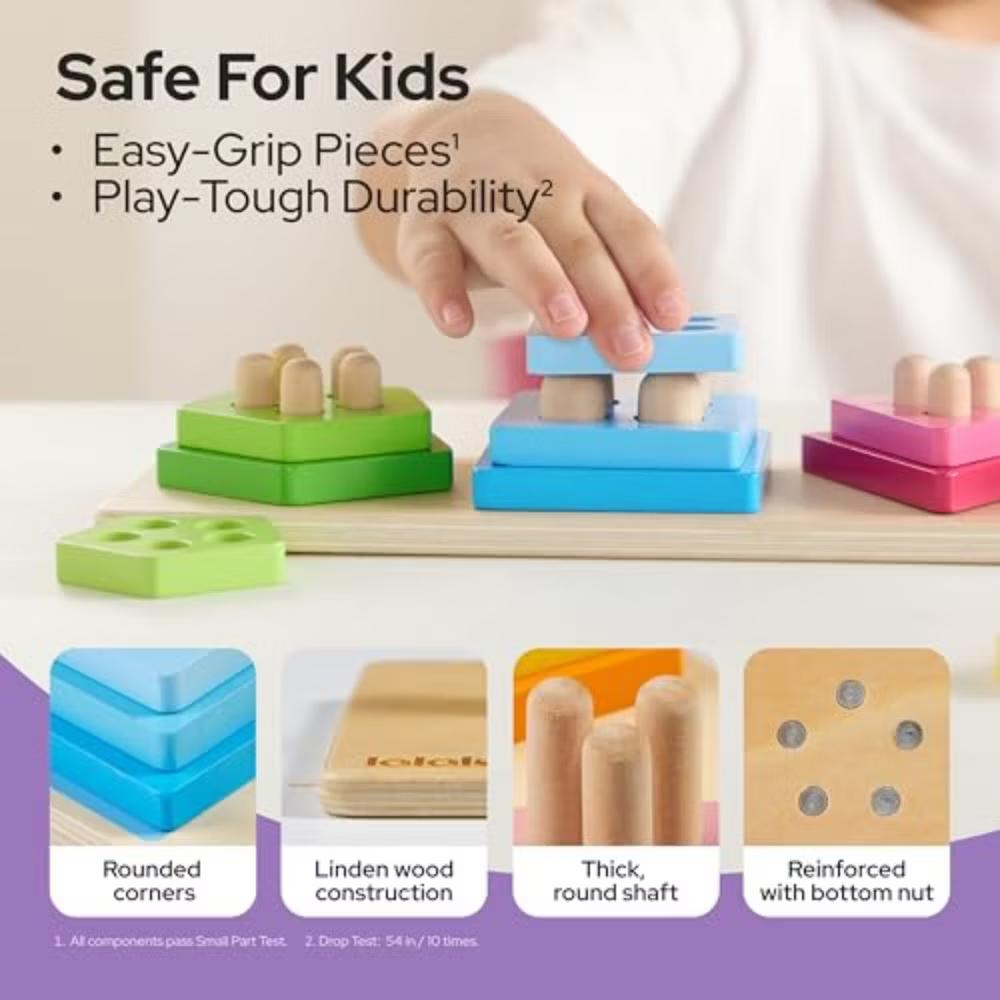 Montessori Toys for 1 2 3 Year Old, Wooden Stacking Sorting Toy for Toddlers 1-3, Sensory Learning Toys, Birthday Christmas Gift for Boys Girls - Image 2