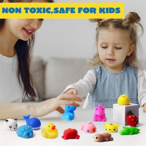 25 Pcs Mochi Squishy Toys for Kids Mini Kawaii Squishies Fidget Toys Animals & Fruit Stress Relief Toys for Party Favors, Pinata Filler, Goodie Bags