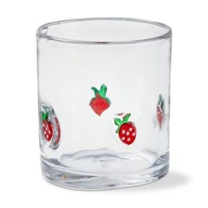 Strawberry Dof Glass - 16oz Double Old-Fashioned Drinkware for Everyday Use - Hand Wash - Red Color