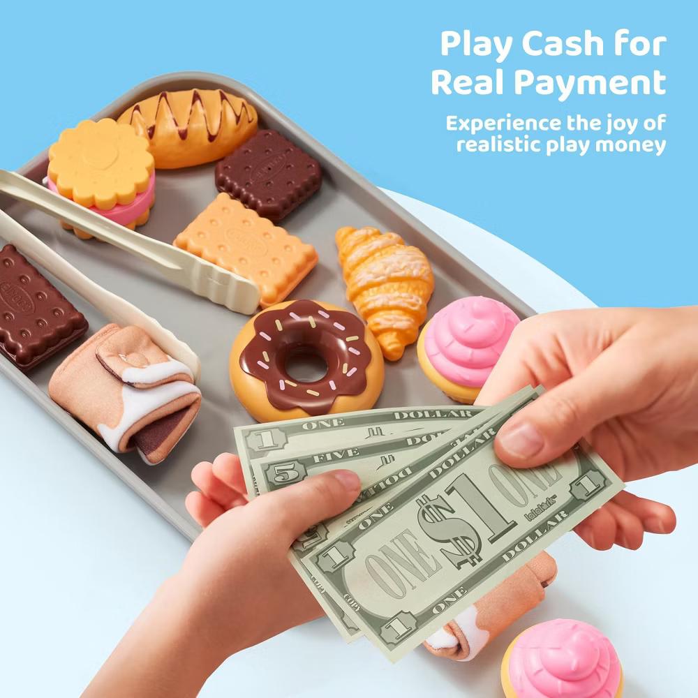 Toddler Pretend Play Bakery Set - 17PCS Kitchen Toys with Cookies, Tray & Money for Learning Imagination, Christmas Birthday Gift for Boys Girls - Image 4